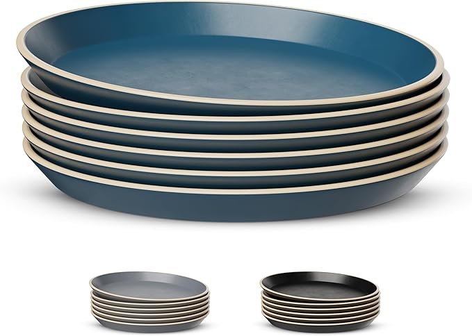 KooK Dinner Plates, Ceramic Round Kitchen Dinnerware Set, Dishwasher ...