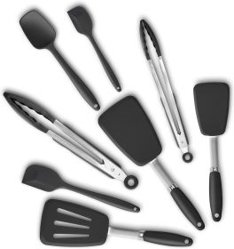 Silicone Spatulas Set Turners Tongs Cooking Utensils Set High Heat Resistant Kitchen Scraper Spatulas for Cooking Mixing Baking BPA Free Dishwash